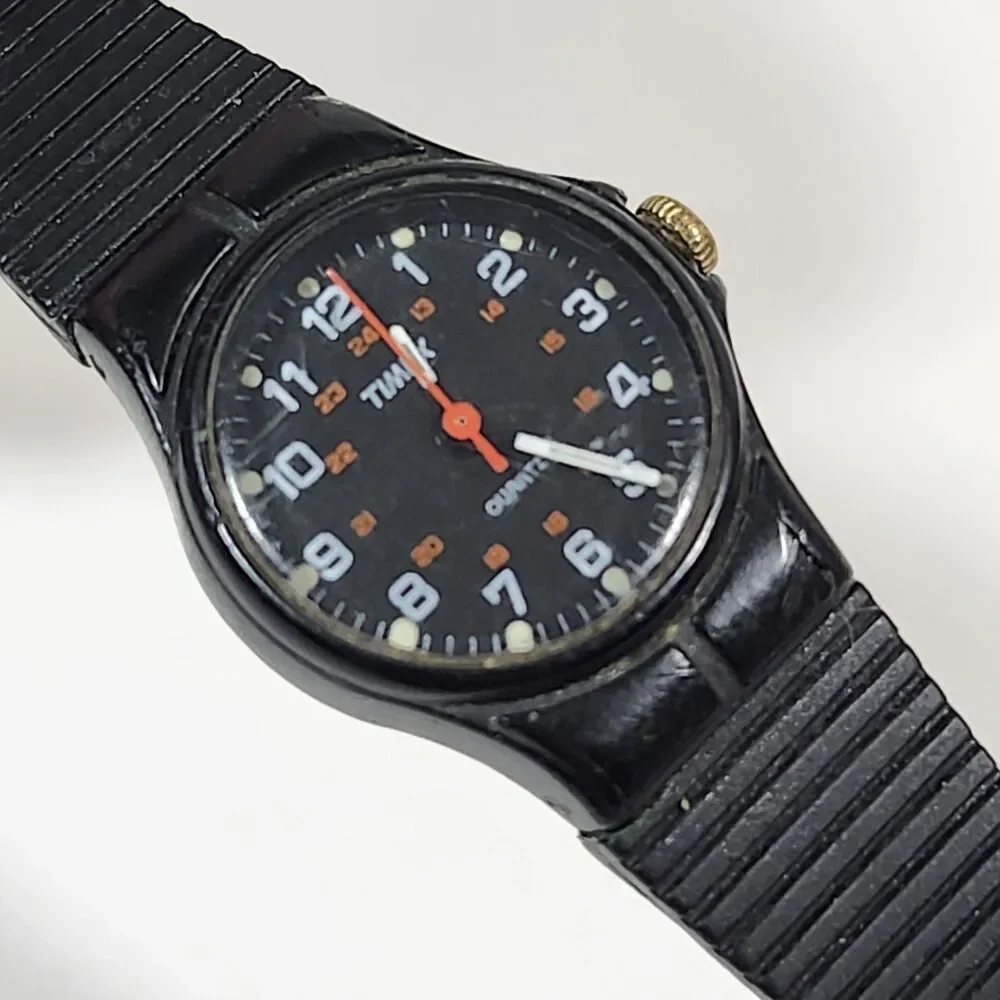 Timex T Cell Wrist Watch Women Black Band Vintage New Battery
